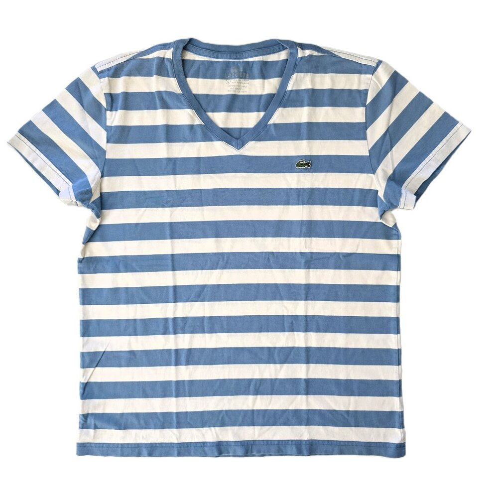 Lacoste Men’s Striped V-Neck T-Shirt - Size Medium (4)